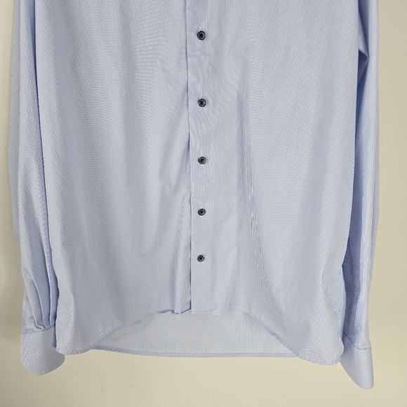 ETON Contemporary Blue/White Striped Long Sleeve Button Front Cotton Shirt 17 43 - Picture 2 of 12